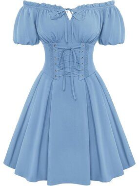 Women's Lake Renaissance Costume Corset Dress Mini Off Shoulder Fairy Dresses
